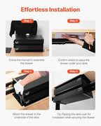 VEVOR Under Desk 2 Layer Slide Out Drawer, 16 inch Under Desk Pull-out Drawer for Home Office Sit Stand Workstation, Black - Image 7