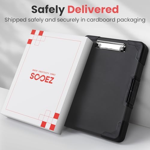 Sooez Toughest Clipboard with Storage, Internal Pen Pouch Included, Letter/ A4 Size, Shockproof Heavy Duty Plastic Clip Boards 8.5x11”, High Capacity Clipboards Box Case for Contractor Trucker Driver - Image 4