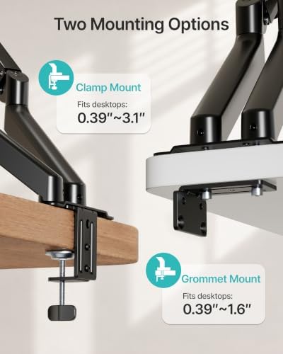 Dual Monitor Arm for Up to 32 Inch Screens, Heavy Duty Monitor Mount - Image 4