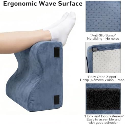 Foot Rest for Under Desk, Ergonomic 3-in-1 Height Adjustable, Non-Slip Base & Washable Cover for Office/Gaming, Blue - Image 6