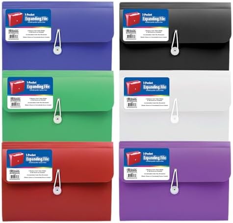 BAZIC Products 7-Pocket Poly Expanding File, A4/Letter Size, 12-Case by BAZICProducts