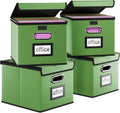 File Organizer Box with Lids, Collapsible File Folder Organizer by Huolewa