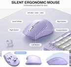 Wireless Keyboard and Mouse Combo,2.4G Ergonomic Wave Keys(Purple-B) - Image 7