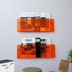 2 Pack Orange Acrylic Magazine Holder, Wall Mount Hanging Bookshelf Literature Storage Rack, Brochure File Display Shelf for Waiting Room, Living Room, Office, Home - Image 4