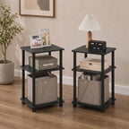 Furinno JUST Toolless 3-Tier Side Table Set of 2, Open Shelf, Americano - Image 2
