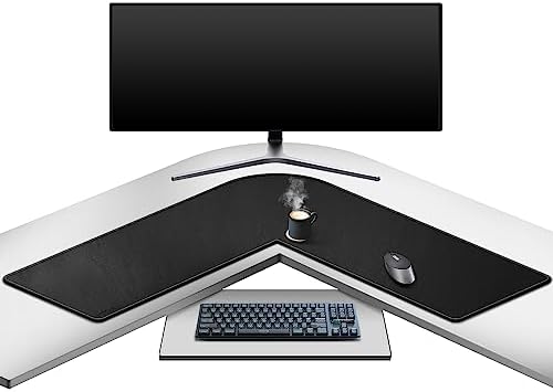 Mydours L-Shape Desk Pad, (38"+38") x13 Large PU Leather Corner Mat,Black by Mydours