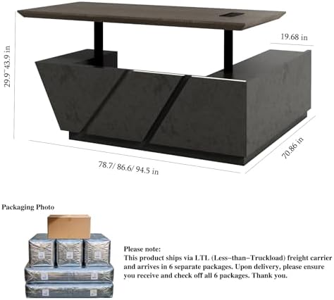 SAINTCY Professional Executive Desk with Privacy Panel & Drawers | Electric Standing Desk for Law Firms, Financial Offices & Corporate Campuses | Modern Workspace Solution (Left Return, 87 in) - Image 2