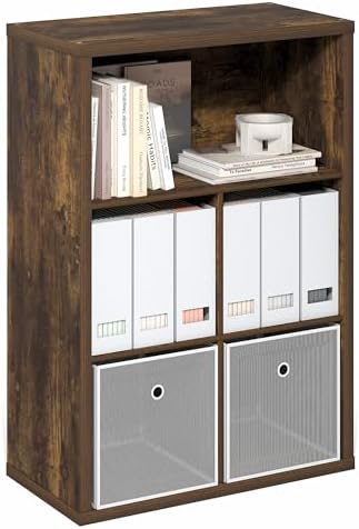 Furinno Cubicle Book Shelf, 5-Cube Bookshelf, Extra Thick Frame Cube Storage Organizer Bookcase with Closed Back, 15.3 x 29.9 x 43.3, for Living Room, Bedroom, Home Office, Amber Pine by Furinno-FitsYourSpaceFitsYourBudget