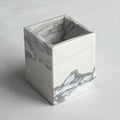 Natural Marble Stone Square Storage Container Empty Vessel Holder Cup for Candle/Pens/Sundries items (Arabescato White) by StonePlus