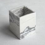 Natural Marble Stone Square Storage Container Empty Vessel Holder Cup for Candle/Pens/Sundries items (Arabescato White) by StonePlus