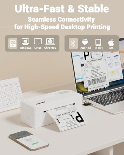 Labeer Bluetooth Thermal Shipping Label Printer, Wireless 4x6 Printer White - Image 2