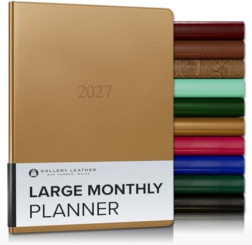 Gallery Leather Large Monthly Planner 2026-2027 Freeport Metallic Gold by GalleryLeather