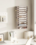 CHOEZON Wall File Organizer, 10-Tier Hanging Mail Organizer, Wall Mount File Holder with 4 Side Hooks, Industrial Mail and Storage Organizer, Wooden Vertical Hanging Holder for Office, Greige MWJ03FH - Image 6