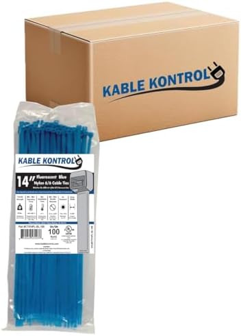 Kable Kontrol Cable Zip Ties, 14 Inch, 6000 Pcs, 50lbs Test, FL Blue by KABLEKONTROL%C2%AE