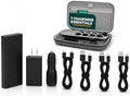 Uptown Deals Travel Charging Kit with Cable Organizer Case – 10,000mAh Portable Charger (Power Bank), 45W GaN Wall Adapter, 48W Car Phone Charger & 4 Cables – Travel Essentials for Devices by Unknown