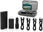 Uptown Deals Travel Charging Kit with Cable Organizer Case – 10,000mAh Portable Charger (Power Bank), 45W GaN Wall Adapter, 48W Car Phone Charger & 4 Cables – Travel Essentials for Devices by Unknown