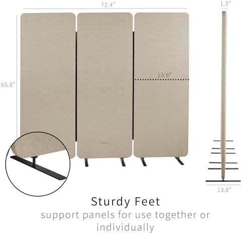 VIVO Beige Freestanding 72 x 66 in Privacy Panel, PP-3-T072BE - Image 3