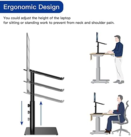 BESIGN LSX6 Computer Holder Stand, Ergonomic Adjustable Notebook Riser for Standing Work, Compatible with Air, Pro, Dell, HP, Lenovo More 10-14" Laptops, Black - Image 6