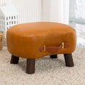 LUE BONA Small Curved Foot Stool with Handle, Whisky Brown Velvet Footstool and Ottomans, Modern Foot Rest with Wooden Legs, Step Stool with Padded Seat for Couch, Living Room by LUEBONA