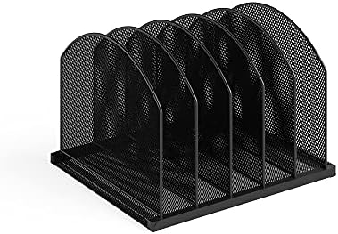 Safco Onyx Desk Organizer 5 Upright Sections, Vertical File Holder Mail Sorter Black Home, Office or Classroom Desktop Organization (3215BLKD) by SafcoProducts