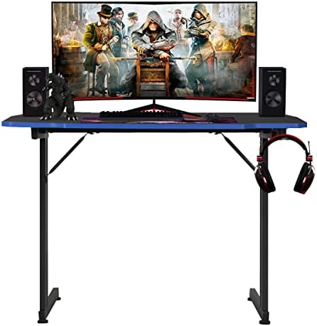 BestOffice | 39" Gaming Table | Blue | Z-Shaped Computer Desk by BestOffice