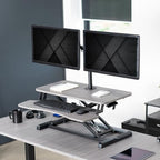 VIVO Gray 32 in Standing Desk Converter with Monitor Stand, DESK-V000K-M2G - Image 2