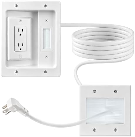 in Wall Cable Management Kit, TV Cable Hider Wall Kit, Hide Messy Wires, Recessed Outlet Box with 9.8FT Cord for Wall Mount TV, Home Theater, Cords Organizer, Living Room, Family Room, Office by Unknown