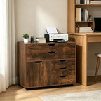 LOKO 5-Drawer Mobile File Cabinet, Office Storage Cabinet (Rustic Brown) - Image 2