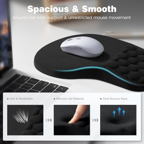 Ospelelf Ergonomic Mouse Pad and Keyboard Stand Wrist Rest Set, Memory Foam Comfort, Pain Relief for Typing, Office Desk Accessories, Black - Image 2