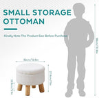 Small Ottoman with Storage, Small Storage Ottoman Round, Sherpa Foot Stool with Legs, Ottomans and Footstools for Living Room and Entryway (White) - Image 3