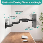 MOUNT PRO Monitor Wall Mount for 13 to 32 inch Computer Screen, Extra Long Adjustable Single Wall Mount Monitor Arm, Full Motion Vesa Wall Bracket 100x100, Hold up to 17.6lbs, Black - Image 6