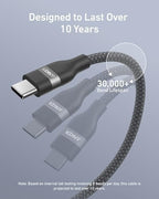 Anker Nano USB C to USB C Cable, 240W Fast Charging Cable (Black, 10ft) - Image 4