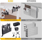 KDD 7 in 1 Desk Side Organizer Set, Under Desk Laptop Holder Storage, No Drill Laptop Stand Mount with 2 Cup Holder, Pen Holder, Headphone Hanger and 2 Pin Magnet, Detachable Hanging Stand - Image 4