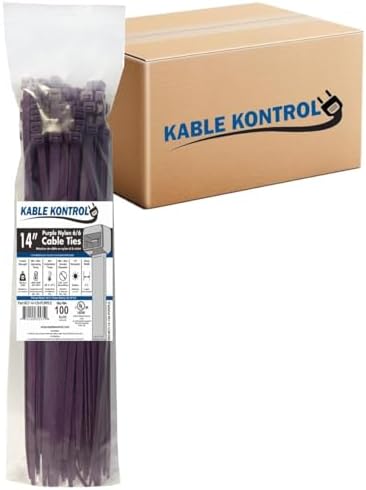 Kable Kontrol Cable Zip Ties, 14 Inch, 3500 Pcs, HD 120lbs Test, Purple by KABLEKONTROL%C2%AE
