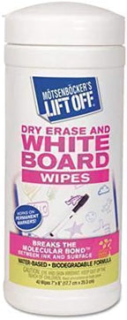 Dry Erase Cleaner Wipes, Cloth, 7 x 12, 40/Canister, 6 Canisters/Carton - Image 2