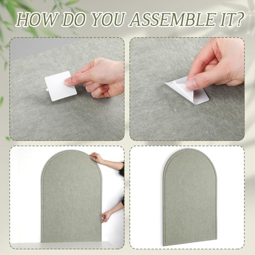 MotiMind Arched Felt Bulletin Board 35" x 24" Felt Wall Panels Large Arch Pin Cork Board No Drill Frameless Wall Tiles with 20 Gold Pins for Back to School Office Photo Display Home Decor(Sage Green) - Image 3