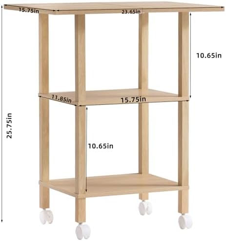 YUFAM 3 Tier Home Printer Stand with Storage, Natural - Image 2