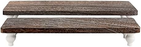 Ikee Design 2 Pcs Set Wooden Display Riser, Cupcake Dessert Display Riser, Countertop Centerpiece Dessert Serving Stand, Artificial Plant Pot Display Stand for Garden Decor, Coffee Color - Image 3