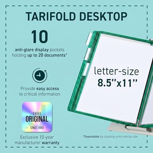 Tarifold Desktop Reference Display System, 10 Pockets, Expandable, Green - Image 2