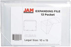 JAM PAPER Accordion Folders - 13 Pocket Plastic Expanding File - Legal Size - 10 x 15 - Clear - 2/Pack - Image 3