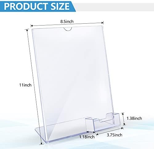 zavekia 8.5 x 11 Acrylic Sign Holder with Business Card Holder, Brochure Display Stand for desktop (8.5 x11 in/4 pack) - Image 2