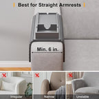 Bestjing Bamboo Couch Armrest Table with Cup Holder Tray (Gray) - Image 4