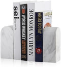 Koville Luxury Greek Marble Bookends for Shelves, Decorative Book Ends, 7lbs Heavy-Duty Marble Book Holders, Bookshelf Apartment Decor for Normal Books/CD/Video Games(Volakas) by Koville