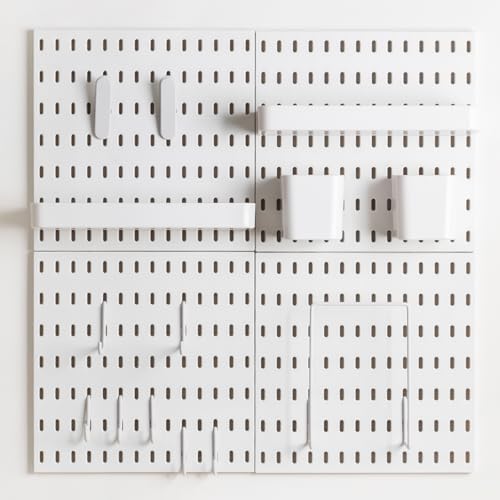Pegboard Combination Kit for Wall Organizer, Wall Mounted Peg Board Kits for Kitchen, Bedroom, Office, &Bathroom, 4 Pieces White Pegboards and 14 Accessories, 22" x 22" - Image 7