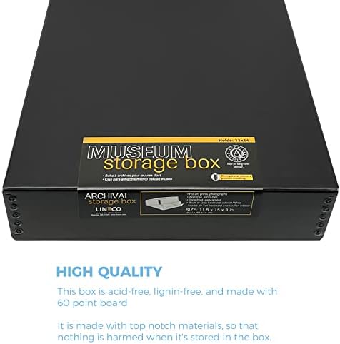 Lineco 11x14 Black Museum Archival Storage Box, Drop Front, 11.75x15x3 in. - Image 3