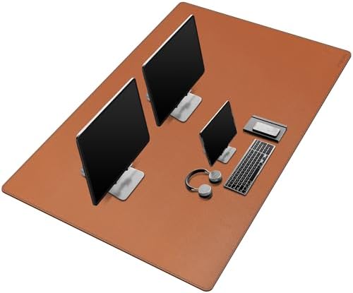 Mydours 55" x 28" XXL Large PU Leather Desk Mat, Gaming Mouse Pad, (Brown) by Mydours