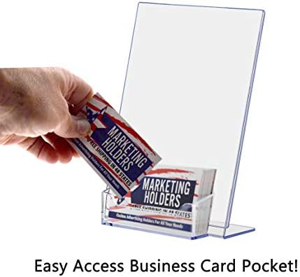 Marketing Holders 24 Pack Acrylic Sign Holder 5" x 7" with 3.5" x 2" Business Card Pocket Slanted Side Load Clear Countertop Display for Signage in Lobbies Retail Stores Hotels and Doctors Offices - Image 4
