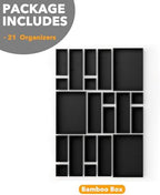SpaceAid 21-Piece Bamboo Drawer Organizer Storage Boxes Set, Wood Tray Junk Drawer Organizers Multi-Use Divider Bins for Kitchen, Bathroom, Office Desk and Makeup Organization (21 Pack, Black) - Image 6