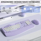 Wireless Keyboard and Mouse Combo,2.4G Ergonomic Wave Keys(Purple-B) - Image 3