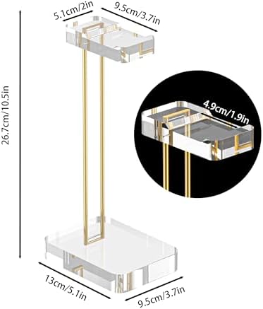 Headphone Stand Headset Holder for Desk, Solid Christal-Clear Acrylic with Gold Hardware Earphone Hanger for Gaming Room Office Accessories - Image 2
